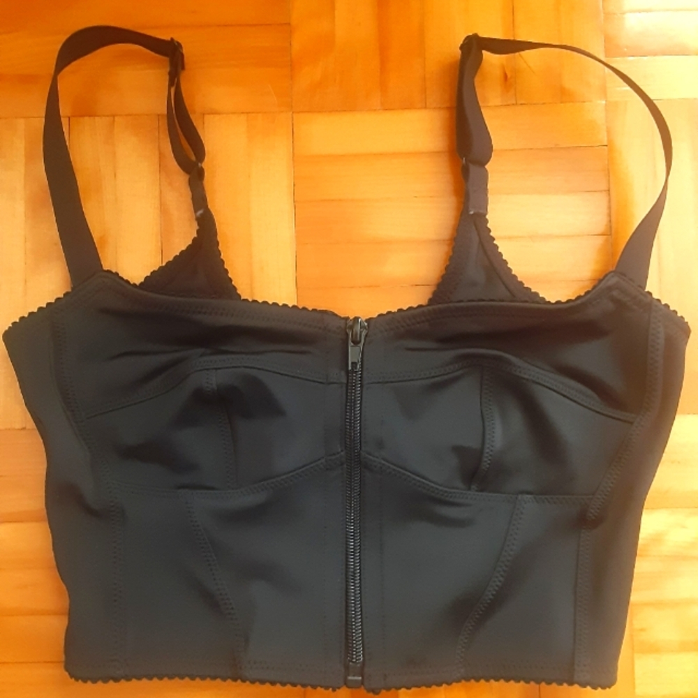 Skims Black Zippered Bustier Top/bra,size XXS